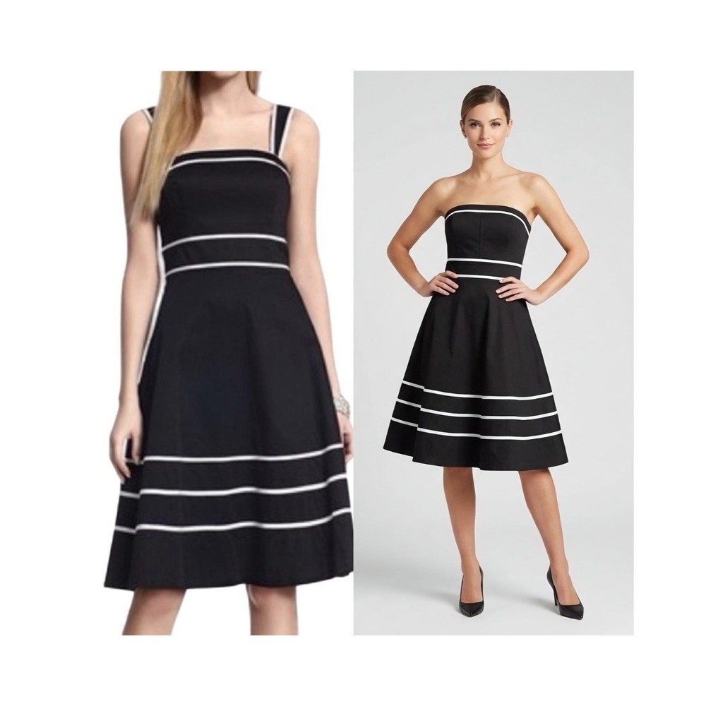 WHBM Fit Flare Cocktail Dress 4 Black Retro Y2K Rockabilly Preppy Corset Pin-up